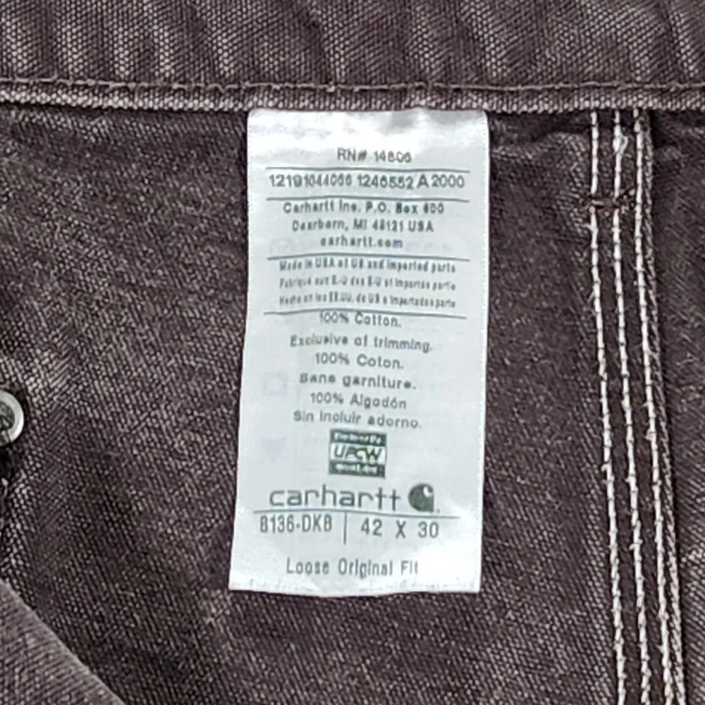 Vintage Carhartt Pants Mens 38x30 Brown B136 Double Knee Loose Fit‎ Carpenter